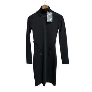dsquared2 women's black long sleeve mini dress‎ chained size Small NEW